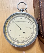 Antique TAYLOR Rochester NY USA Victorian Maritime Pocket Barometer w/Case (BH)