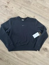 Nike Dri-FIT Crewneck Sweatshirt Womens Small Black Fleece Pullover FB5125-010