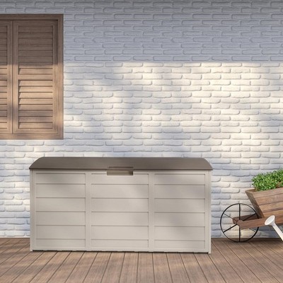 75Gal UV Resistant Resin Deck Outdoor Garden Storage Box for Patio Cushions Tool