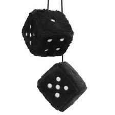 Fuzzy Dice For Car Mirror Pair Of Retro 2.75 Rear View Black
