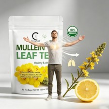 Organic Mullein Leaf Tea Herbal Tea Bags for Lung Cleanse Respiratory Breathing