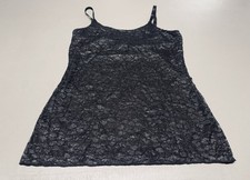 New Maurices black floral Lace Cami Shimmer Lined spaghetti strap tank Sz M