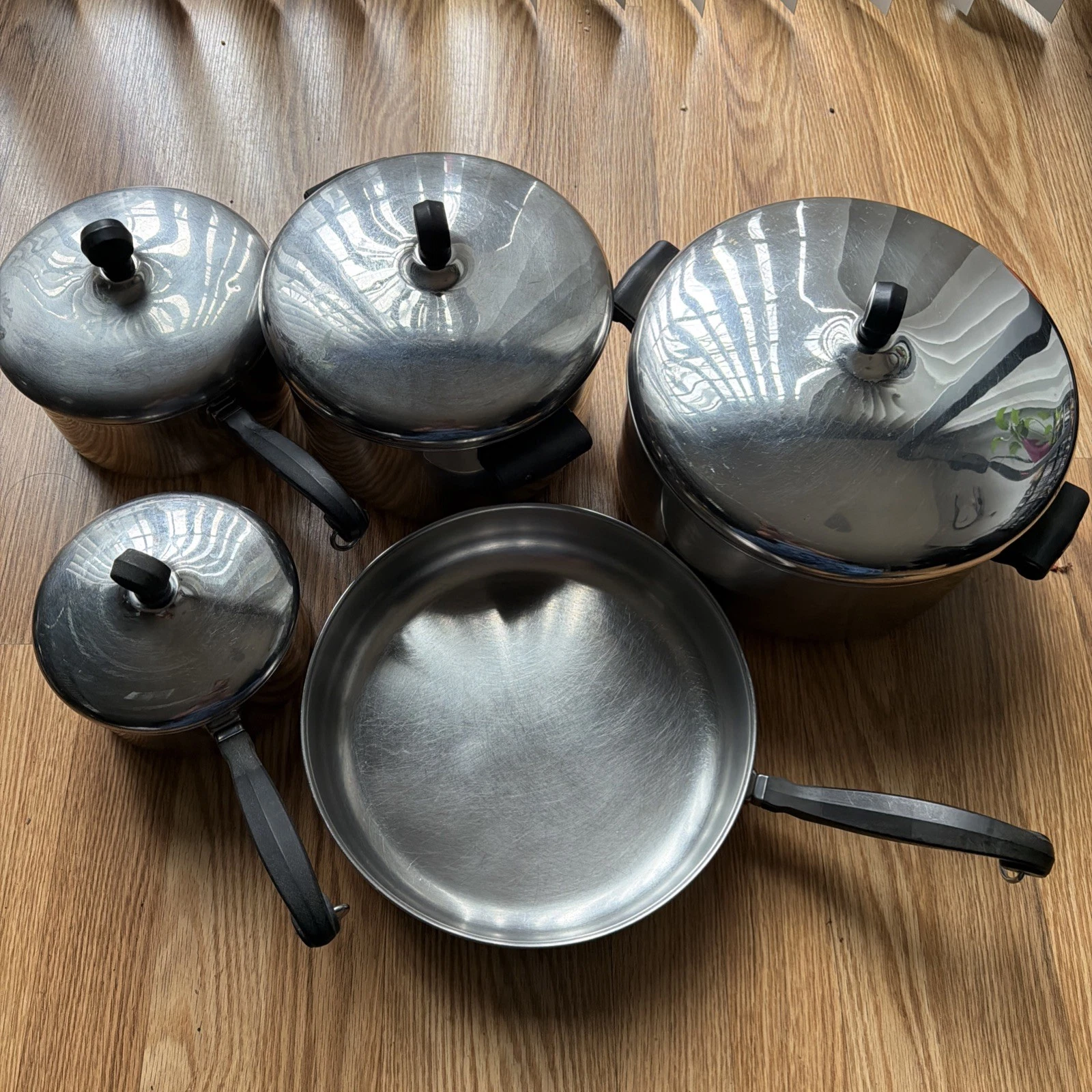 Vintage Farberware Stainless Steel Aluminum Clad 9 Piece Set Made In USA