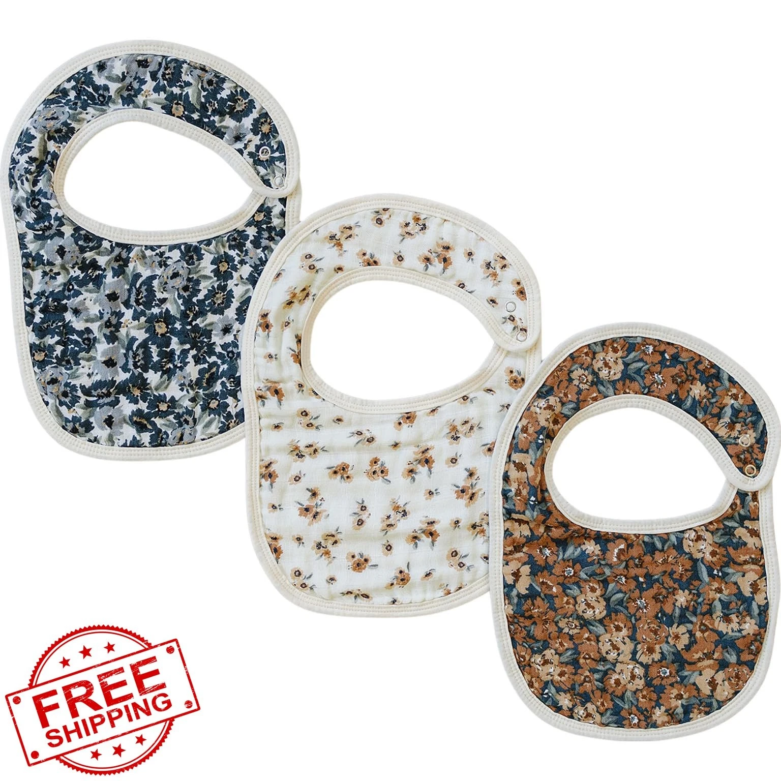 Mebie Baby Muslin Bibs 3 Pack Drool Bandana