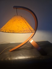 Vintage MCM Sculptural Bentwood Table Lamp Hanging Paper Shade 19