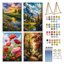 JOOZ 4 Pack Paint by Numbers Kit for 7.87 x 11.81 inches, Landscape 010