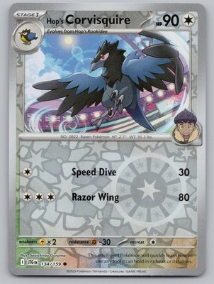 Hop's Corvisquire 134/159 Common Journey Together Pokemon Reverse Holo Near Mint