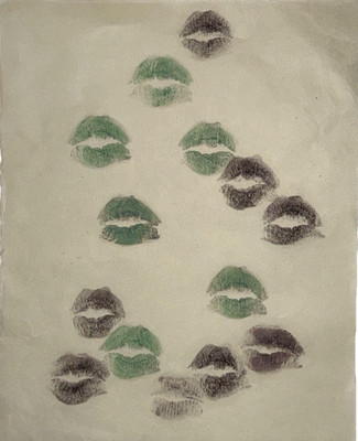 MAGGIE LEE ( B-1987)  100 KISSES SERIES LIPSTICK ON PAPER 2016 NEW YORK CITY