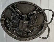 VTG 1981 Bergamot Brass Works I'm Proud To Be An American Belt Buckle H-132 USA