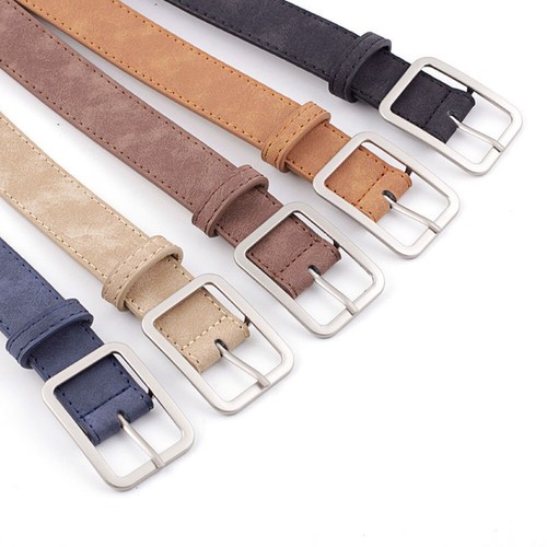 Design Ladies Dress Strap Leather Belt Waist Band Square Pin Buckle