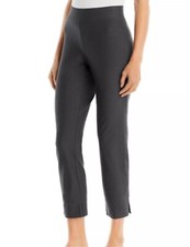 BNWT Eileen Fisher Slim Ankle Washable Stretch Crepe Pants w/Slits Bark L 168