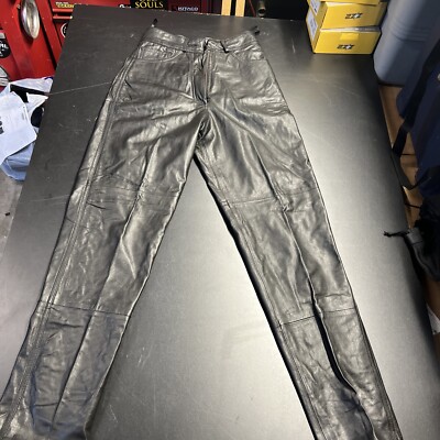 Arrow Leather Women's Leather Straight Leg Pants Black Size Small Lined. 