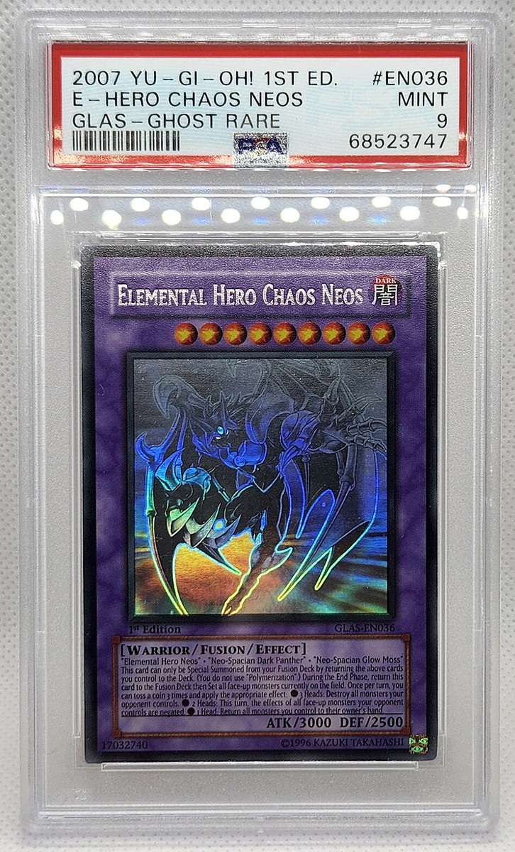 YUGIOH 1ST ED GLAS-EN036 ELEMENTAL HERO CHAOS NEOS GHOST PSA 9