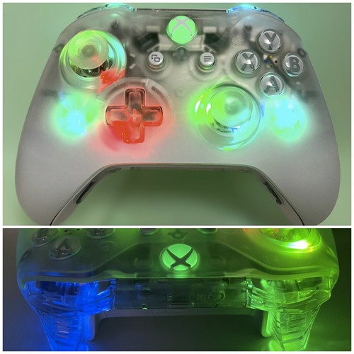 Microsoft Xbox One Controller - Phantom White - w custom LED mod - Great GIFT