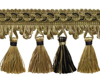 "Taupe Schwarz 2,75\" Quastenfransenbesatz Mitternachtswiese [Pro Yard]"