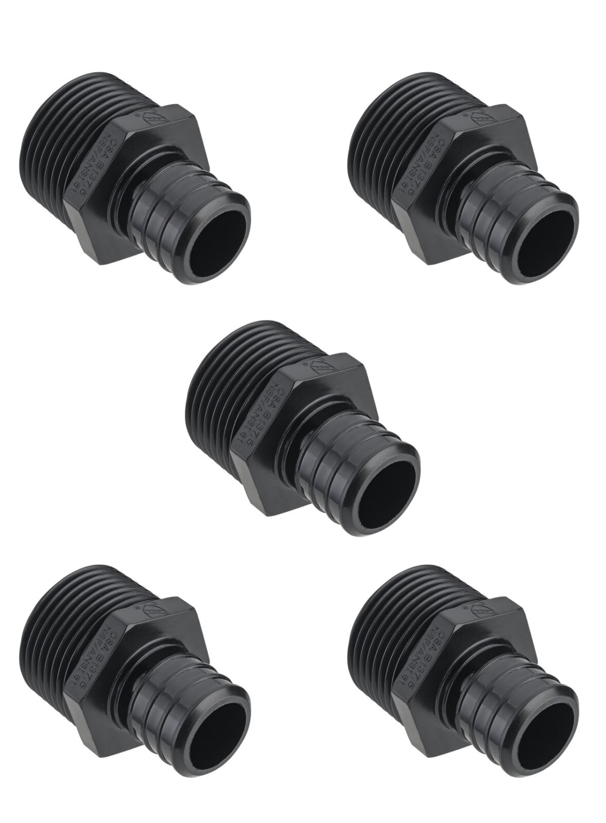 5 PCS EFIELD Poly Barb Crimp Pex Fittings 1" X 1" Male NPT Adapter, Lead Free