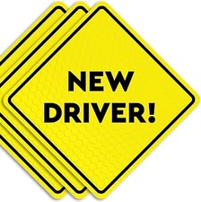 Assured Signs Car Magnet Sticker Signs - New Driver Magnets 3 Pack 6" by 6" New