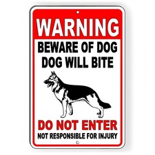 Sign Or Decal Beware Of Dog Will Bite Security Attack Guard Warning Protected