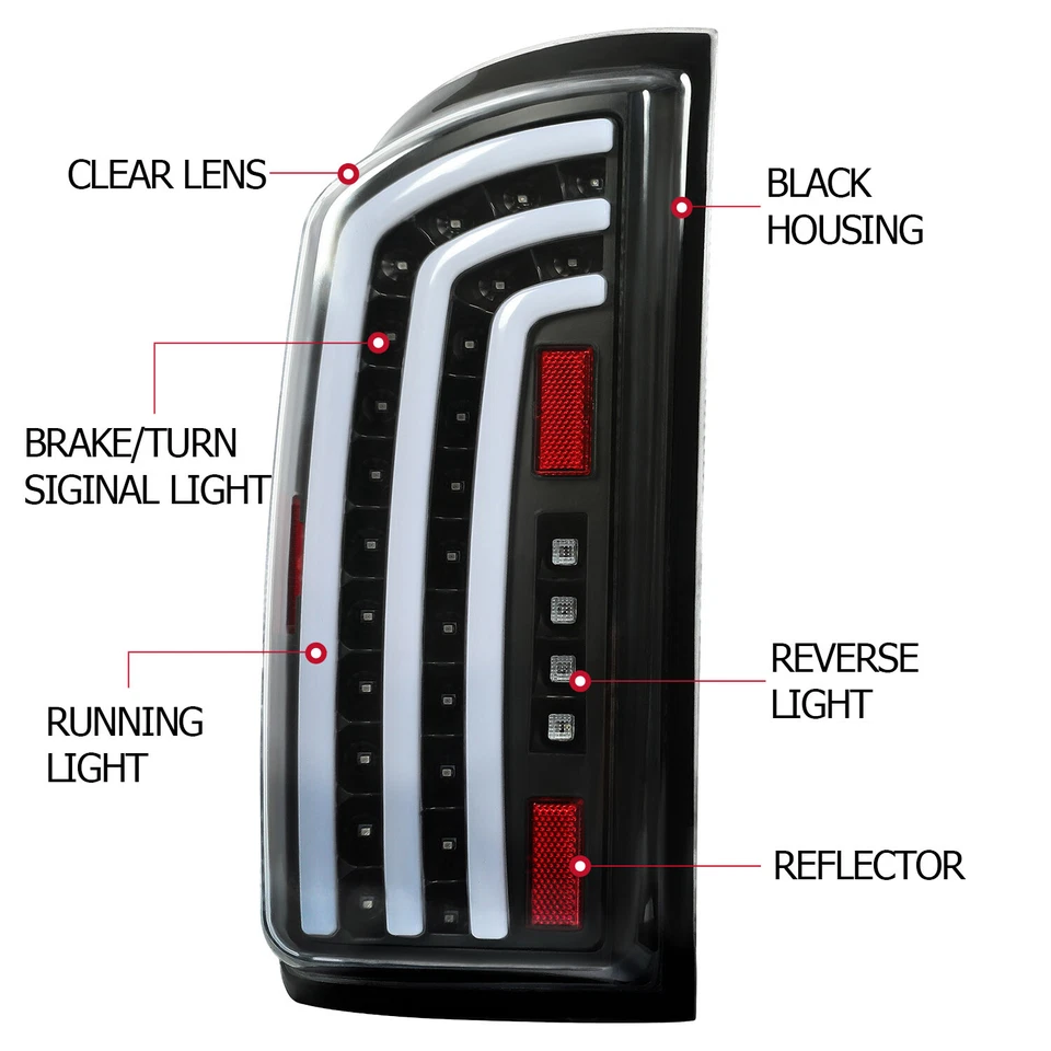 Luces traseras LED transparentes completas lámpara de freno para Dodge Ram 1500 2500 3500 2007-2009 Foto 2 de 4