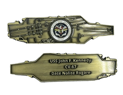 USS John F. Kennedy  (JFK) (CV-67)  US NavChallenge Coin -  Carrier Shape