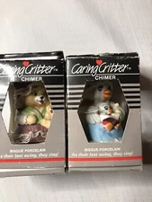 Jasco Caring Critter Chimer Lot of 2 Busque Porcelain Bear & Duck Made In Taiwan