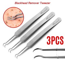 Set of 3 Professional Tweezers Blackhead Pimple Popper Remover Skin Care Tool