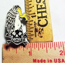 Vulture & Skull pin vintage collectible old biker vest "Buzzard" bird pinback