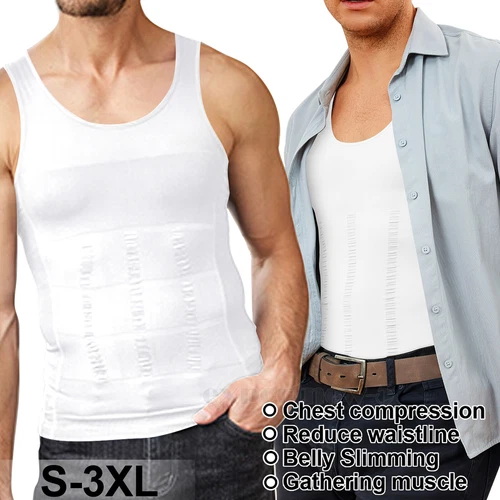 Chaleco tonificante modelador corporal ultra duradero compresión ropa interior delgada camisa gimnasio para hombre - Imagen 1 de 23