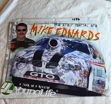 MIke Edwards Signed Pro Stock Pontiac GTO NHRA Photo Card 8.5 X 11 N 476