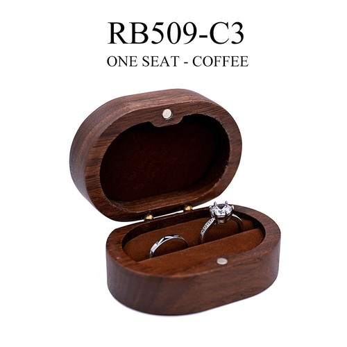 Caja de anillos de madera estuches de transporte exhibición de joyas boda compromiso soporte personalizado - Imagen 14 de 19