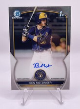 2023 Ben Metzinger 1st Bowman Chrome Rookie Auto Milwaukee Brewers 