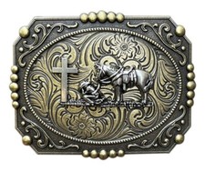 Cross  Prayer Belt Buckle Western Men's Vintage Style Floral Cowboy Rodeo Wear