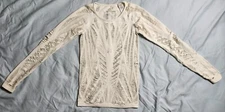 Alo Top Women's Ripped Style Color Ivory Distressed Style Size Small Long Sleeve