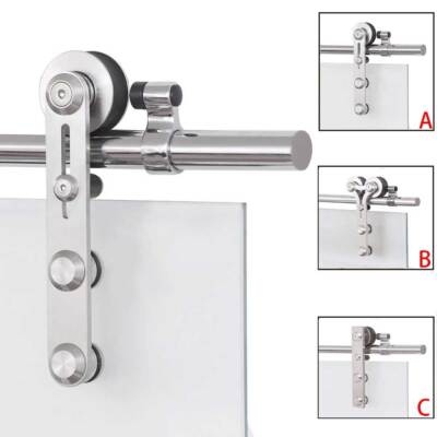 CCJH 4-16FT Stainless Steel Glass Sliding Barn Door Hardware Kit Single/Double