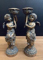 Kerzenleuchter Engel Set Barock Leuchter KerzenstäNder Kerzenhalter Gold Antik