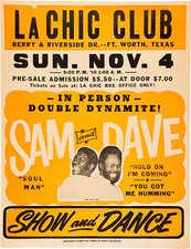 SAM & DAVE Concert Handbill / Window Poster - La Chic Club, Fort Worth - reprint