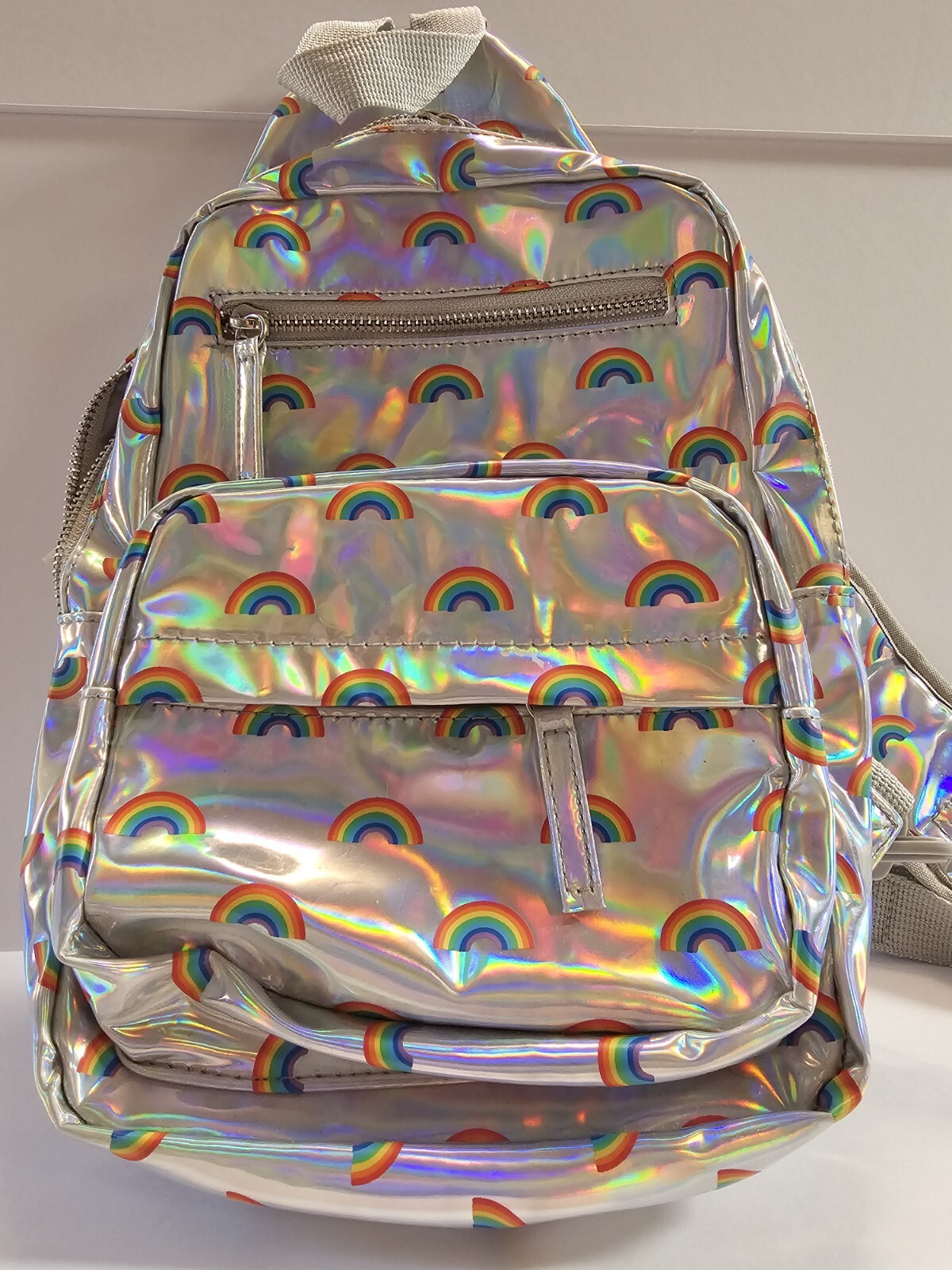 Silver Backpack With Rainbows - image 2
