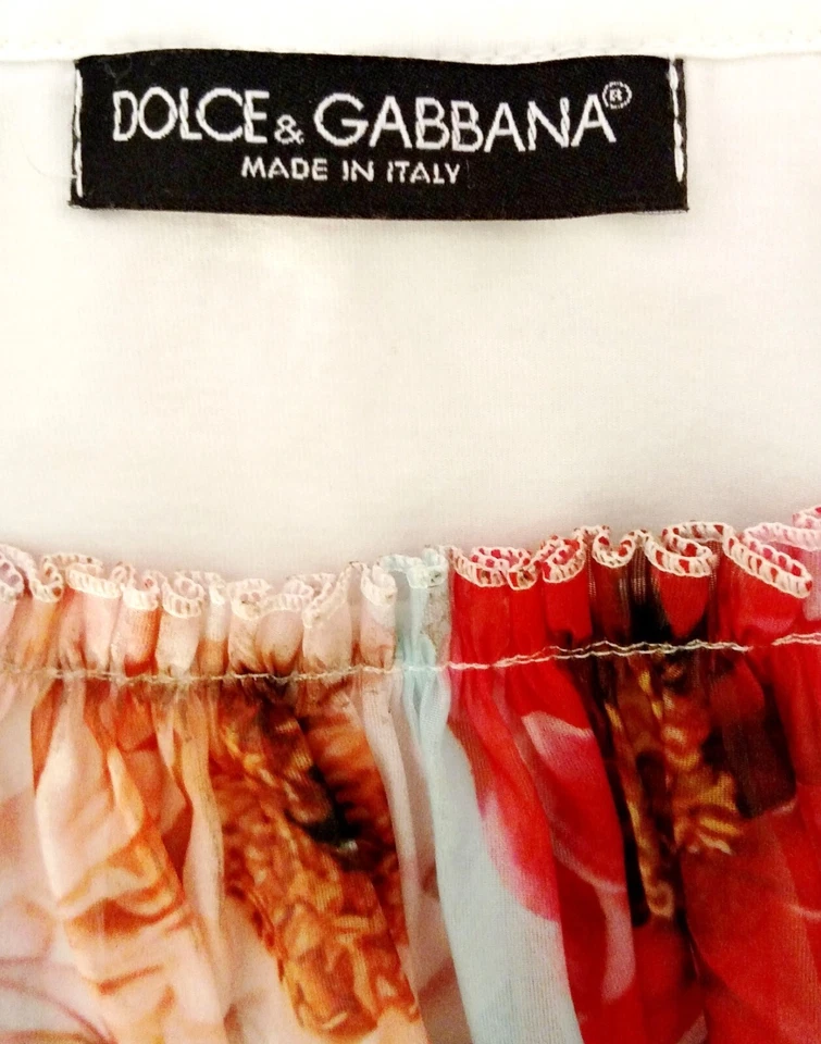 DOLCE GABBANA - STYLISH SHEER FLORAL RUFFLE - T-SHIRT - Size Large - Image 4 of 4