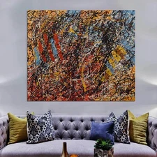￼Jackson Pollock #17 inspired￼, 72” X 60”Acrylic, Abstract,XL , Action Painting
