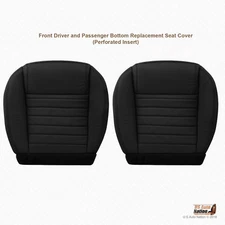 2005-2009 Ford Mustang DRIVER & PASSENGER Bottom Leather Seat Cover Color BLACK