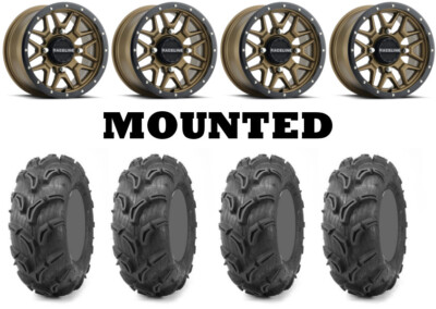 Kit 4 Maxxis Zilla Tires 28x9-14/28x11-14 on Raceline Krank Bronze Narrow HP1K