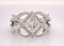 14K White Gold 2.41 ct Princess Cut Diamond Engagement Ring IGI Certified