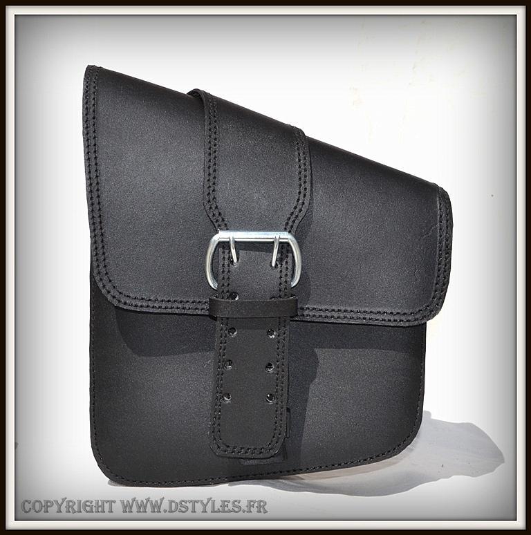 Big Closing Leather Side Bag For Custom Harley Volusia