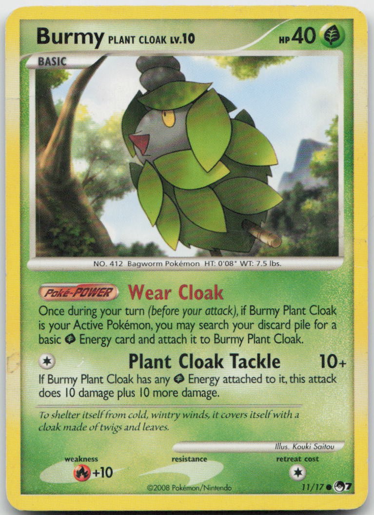 Burmy Plant Cloak 11/17 Common POP Series 7 Pokemon MP