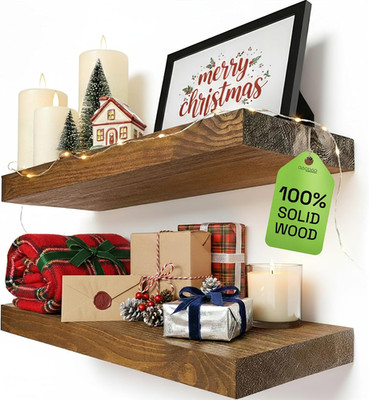 Wood Floating Shelves for Wall - Wooden Floating Shelf 16 Inch - Rustic Bathroom