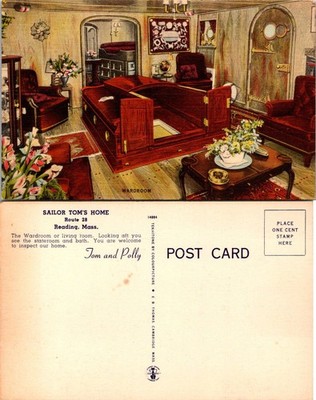 Sailor Toms Home Wardroom Postcard Reading MA Tom and Polly Unused Vintage