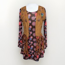 Spirit Halloween Brown Psychedelic Hippie Costume - Women M -Woodstock Halloween