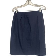 Givenchy Couture Womens Skirt 38 US 6 Straight Wool blend Navy Blue Knee Length
