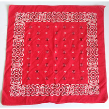 Vintage 1960s Bandana Red 14193 USA Made Color Fast All Cotton Floral Geometric