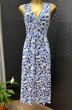 David Nieper Ladies Size 12 Blue & White Abstract Print Sleeveless Stretch Dress